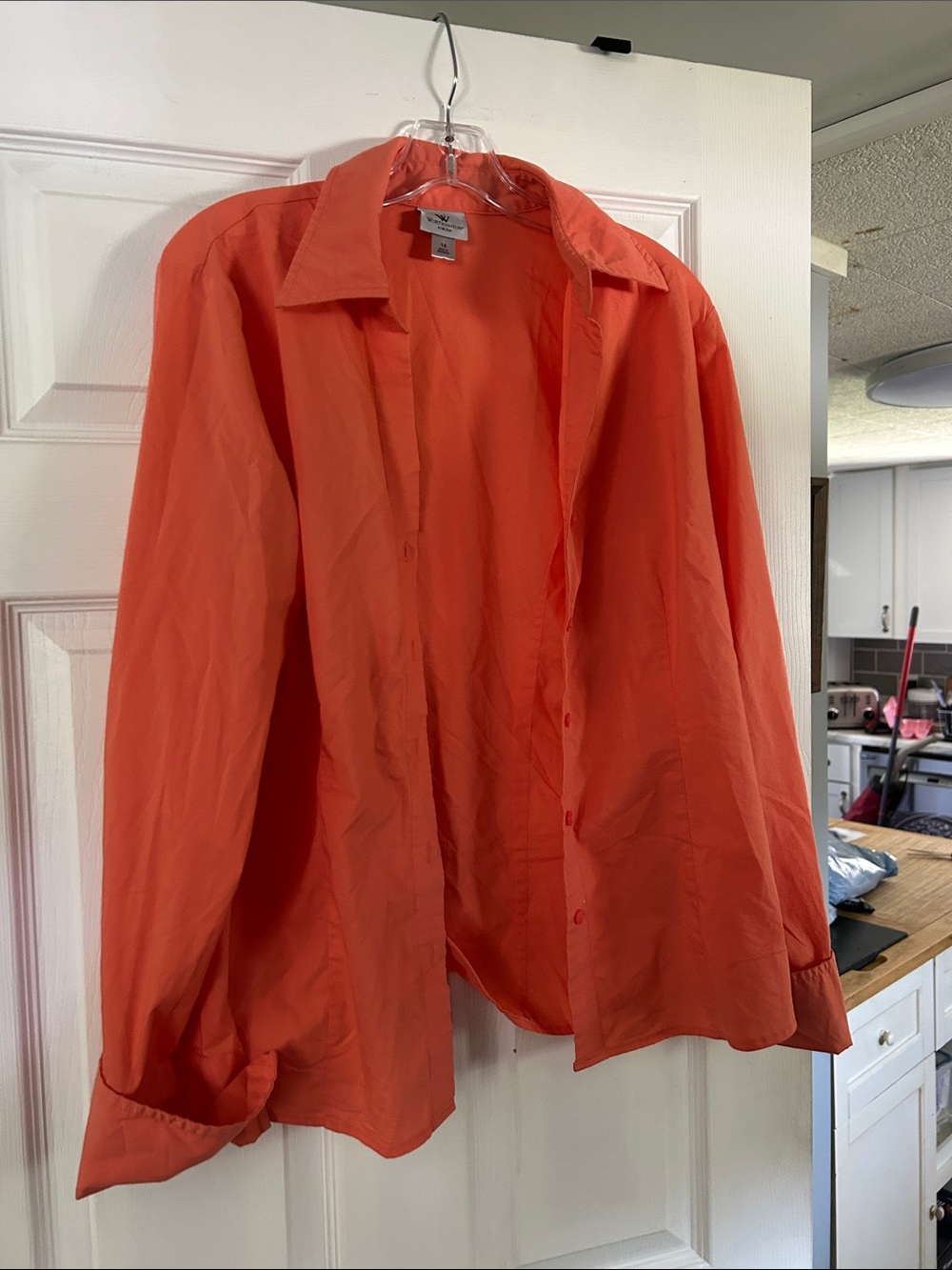Van Heusen woman’s Button-Up Shirt in Bright Coral